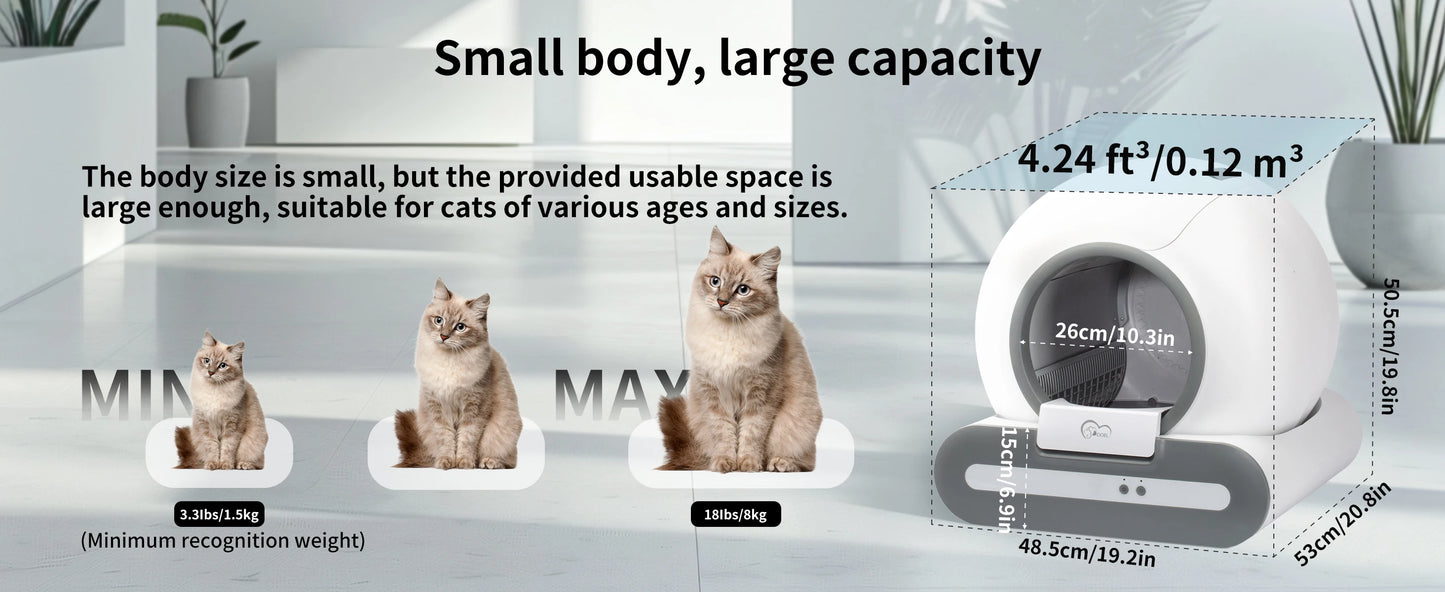Self-Cleaning Cat Litter Box App Control, ONLY Supports 2.4G WiFi