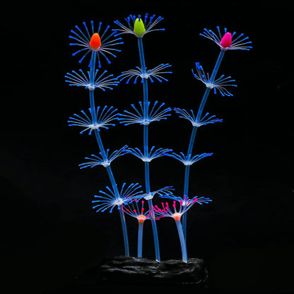 Glowing Silicone Coral Aquarium Decor with Suction Cups