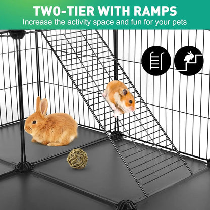 41-Panel Small Animal Playpen with 2 Doors, 35.4x23.6x23.6 Inches,