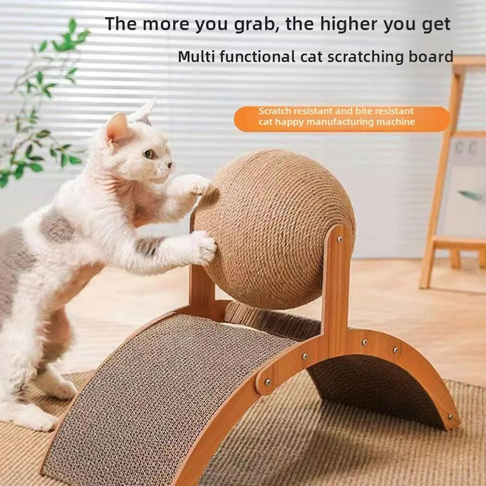 2 In 1, Cat Scratching Ball Wooden Cat Scratcher