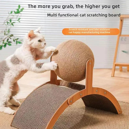 2 In 1, Cat Scratching Ball Wooden Cat Scratcher
