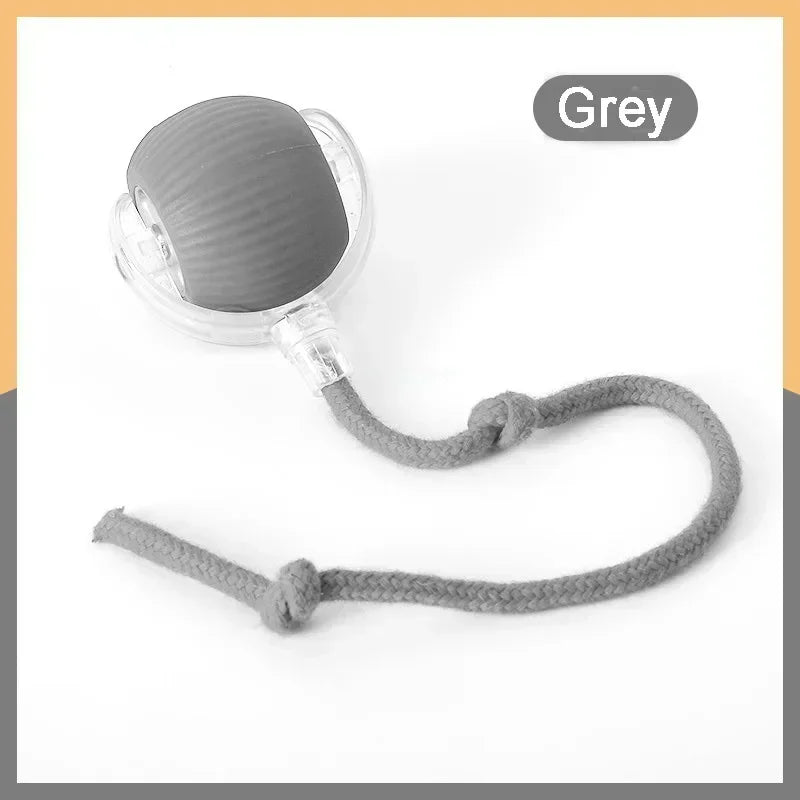 Gray pacifier with a rope on a white background