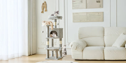 44In Cat Tree Multi-Cat Climbing Tower Scratching Posts
