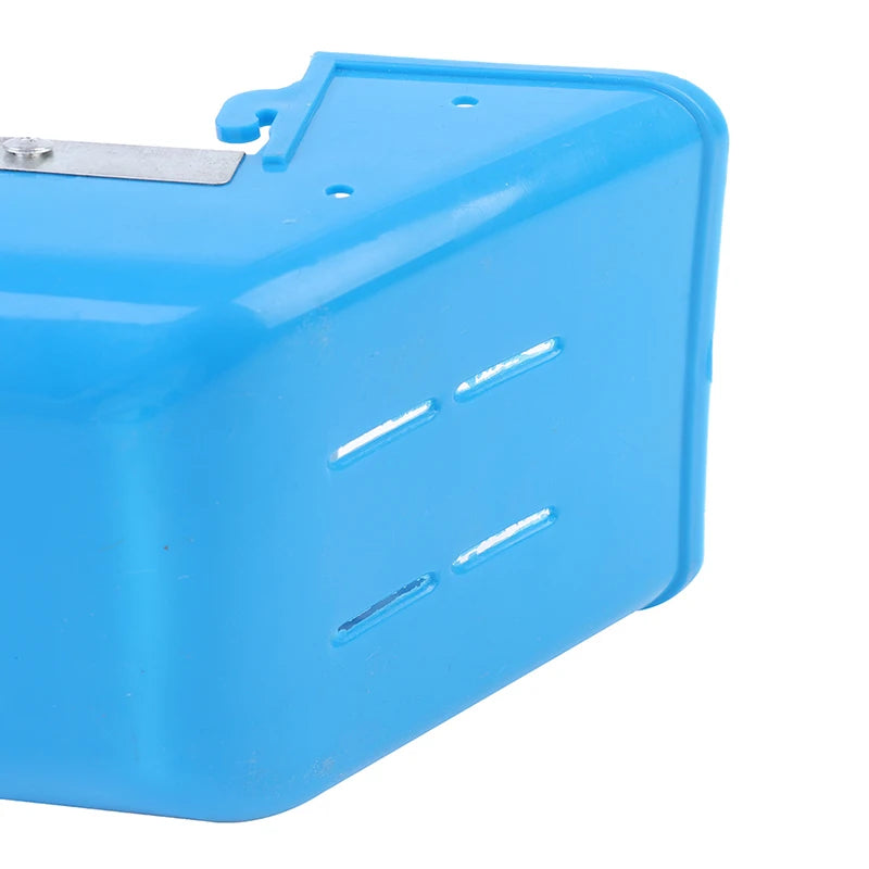 Blue plastic component on a white background