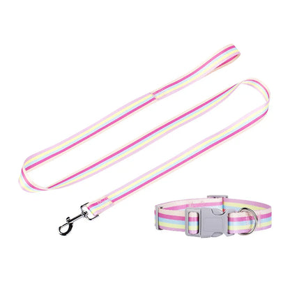 Rainbow Dog Rope Large Medium And Small, Traction Rope Snap On Pet Collar