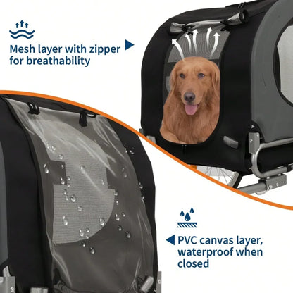 Dog Bike Trailer,88LBS Coupler, Quick Release Wheels Easy Fold Frame
