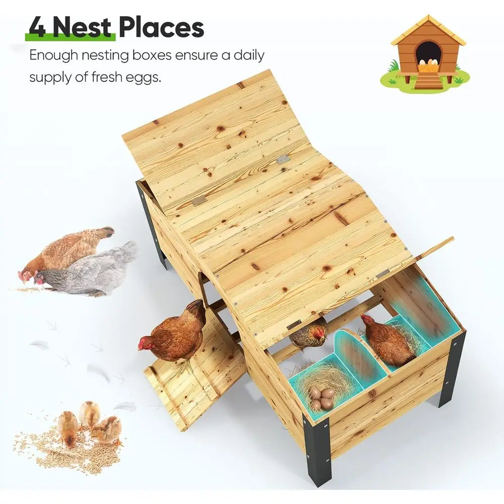 12x9x6.6ft Walk-In Chicken Coop with Nesting Box