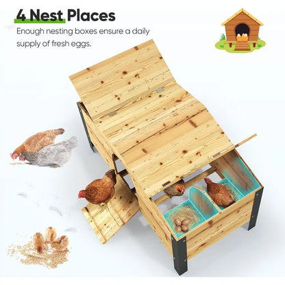 12x9x6.6ft Walk-In Chicken Coop with Nesting Box