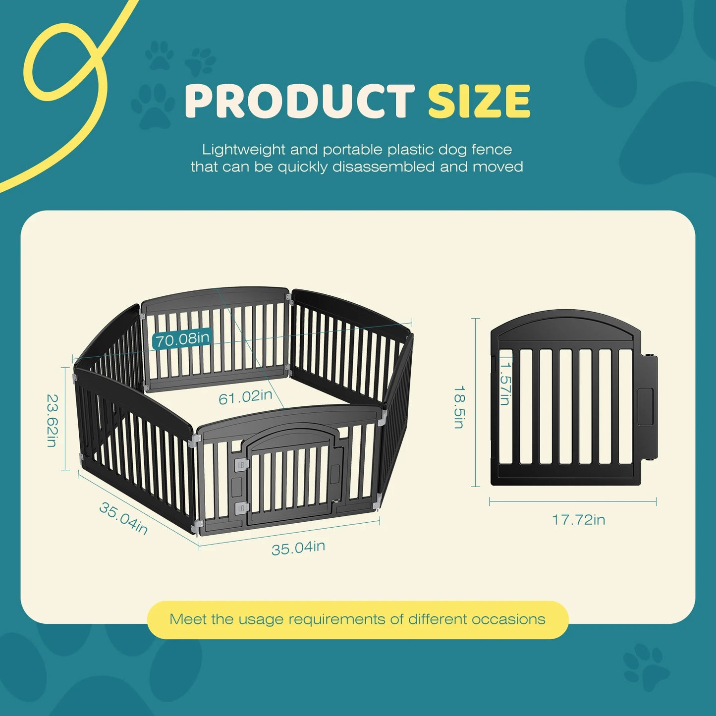 Portable Plastic Dog Playpen 6 Panel 24IN Expandable