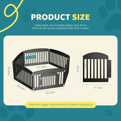 Portable Plastic Dog Playpen 6 Panel 24IN Expandable