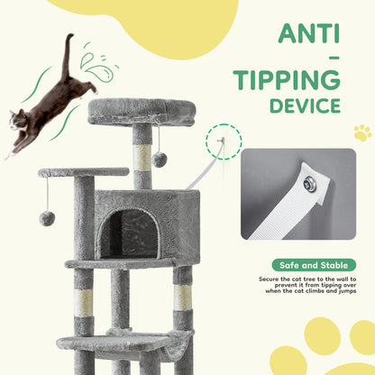 44In Cat Tree Multi-Cat Climbing Tower Scratching Posts