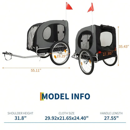 Dog Bike Trailer,88LBS Coupler, Quick Release Wheels Easy Fold Frame