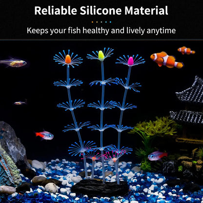 Glowing Silicone Coral Aquarium Decor with Suction Cups