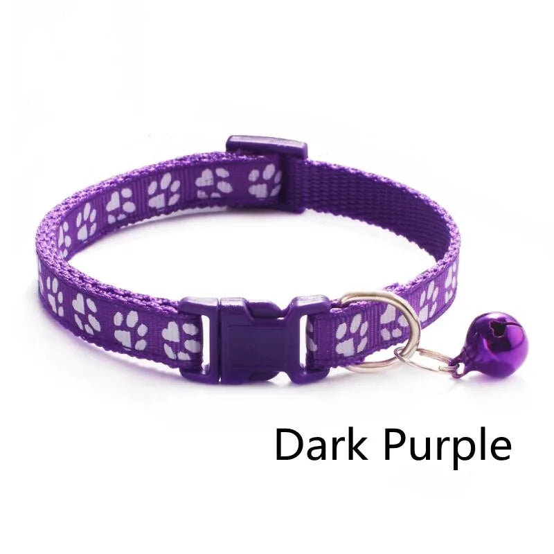 1/6/18pcs Collar With Bell Footprints Colorful Adjustable Bell Ring Necklace Pet