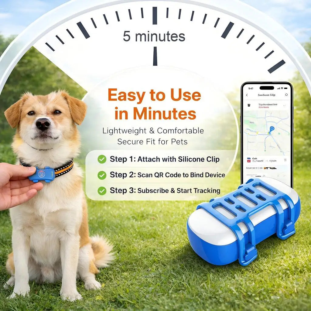 GPS Pet Tracker 4G Built-in SIM with Real-Time WiFi  Plan Required