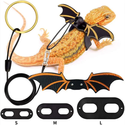 3 Pcs Adjustable Bearded Dragon Leash With Bat Wings Lizard Harness