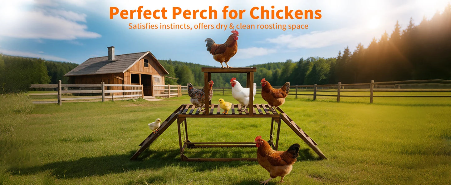 Wood Chicken Perch Coop with Swing Ladder Platform