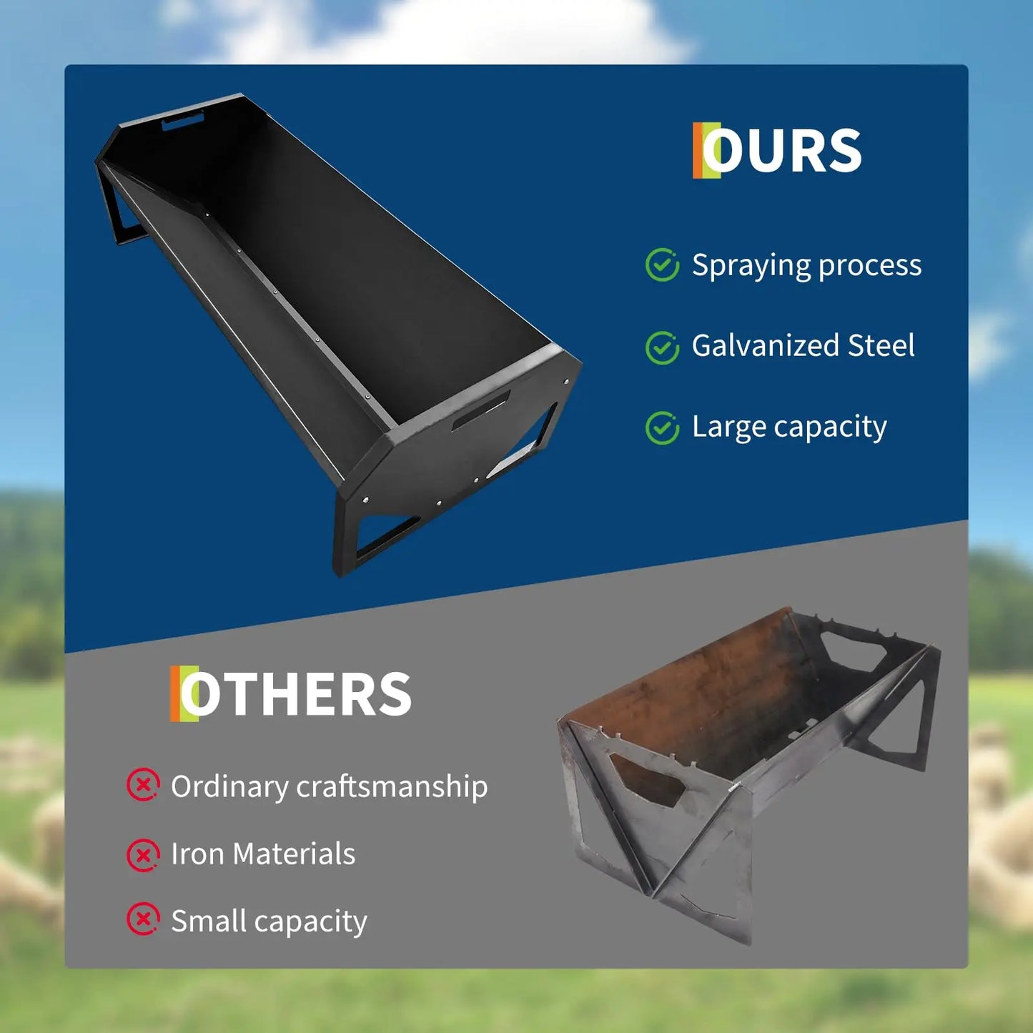 22 Gallon Heavy Duty Galvanized Feeder Rustproof V-Shaped Bottom
