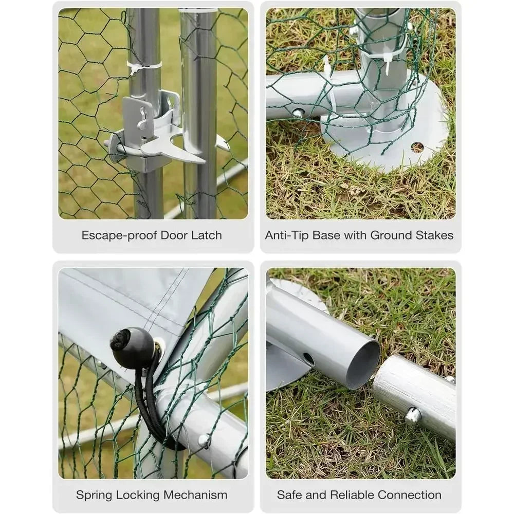 Outdoor Chicken Run with Cover, 19.5x10x6.4ft