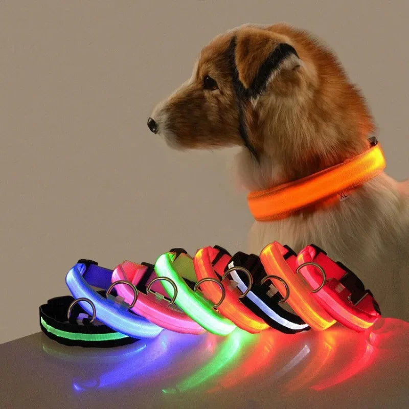 Battery Collar Nylon LED Night Safety Flashing Glow in The Dark