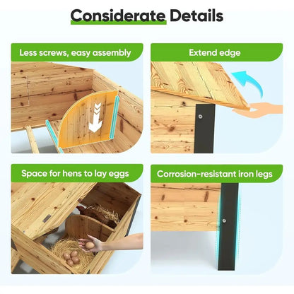 12x9x6.6ft Walk-In Chicken Coop with Nesting Box