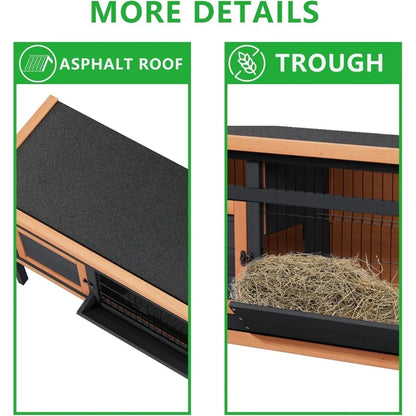 Rabbit Hutch for Small Pets Deep Pull-Out Tray Waterproof