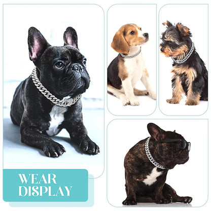 Dog Chain Collar Diamond Cuban Link Necklace Metal Cat Chain