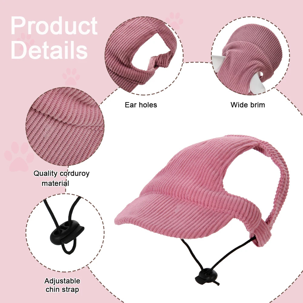 Cute Hat for Cats Dogs Adjustable  Baseball Cap With Ear Hole