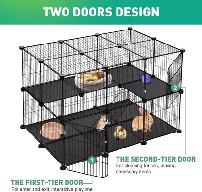 41-Panel Small Animal Playpen with 2 Doors, 35.4x23.6x23.6 Inches,
