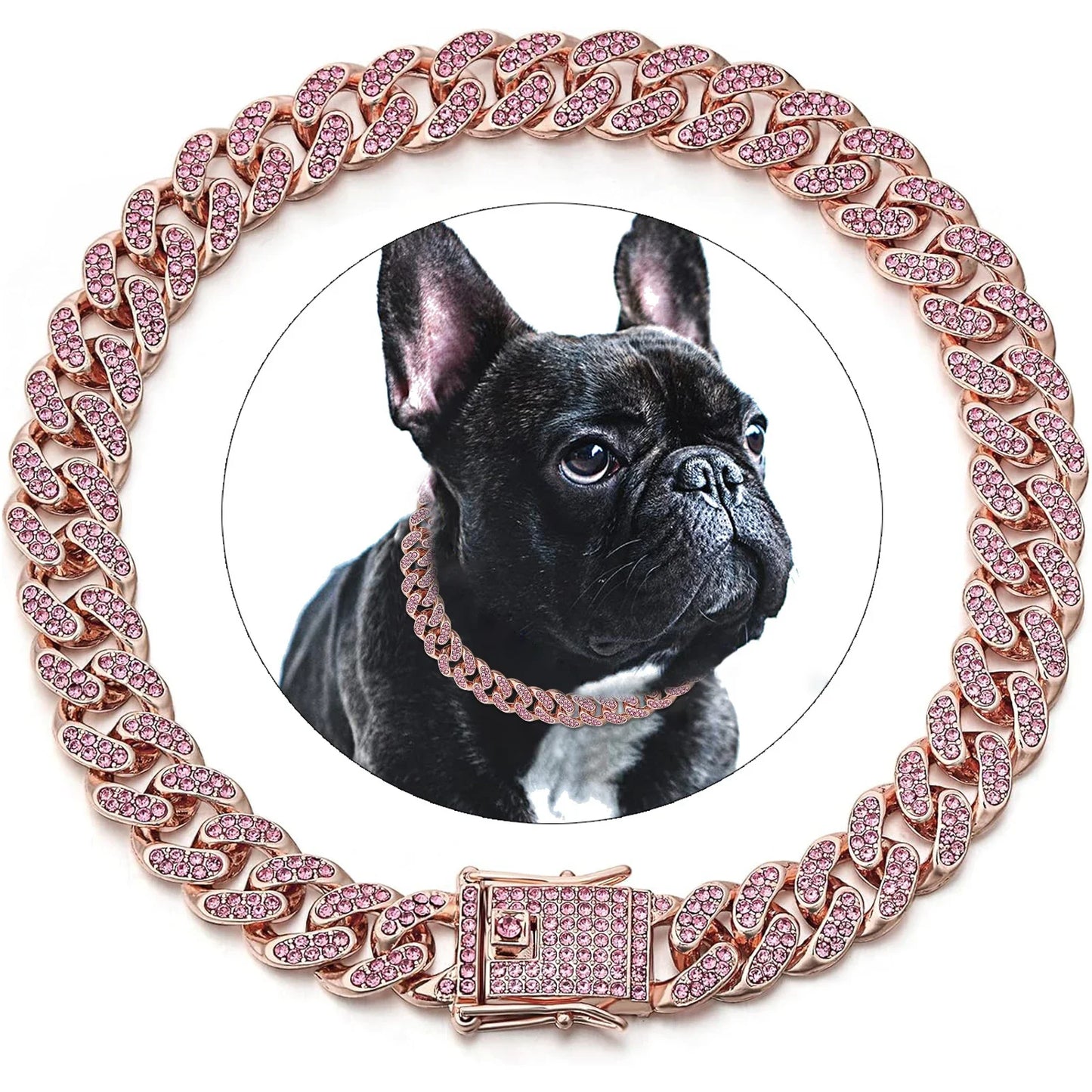 Dog Chain Collar Diamond Cuban Link Necklace Metal Cat Chain