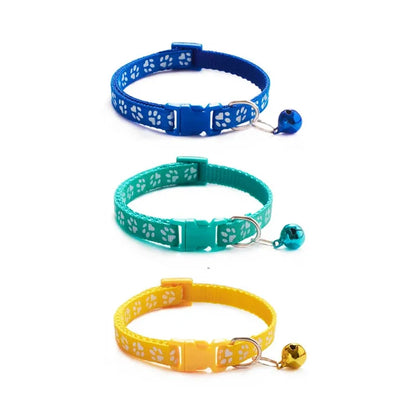 1/6/18pcs Collar With Bell Footprints Colorful Adjustable Bell Ring Necklace Pet