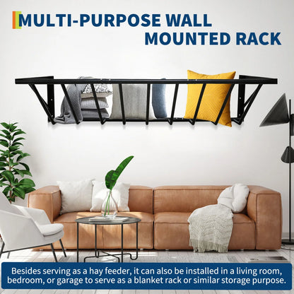 Wall Mount Hay Feeder Rack, Heavy Duty Carbon Steel Hay Holder
