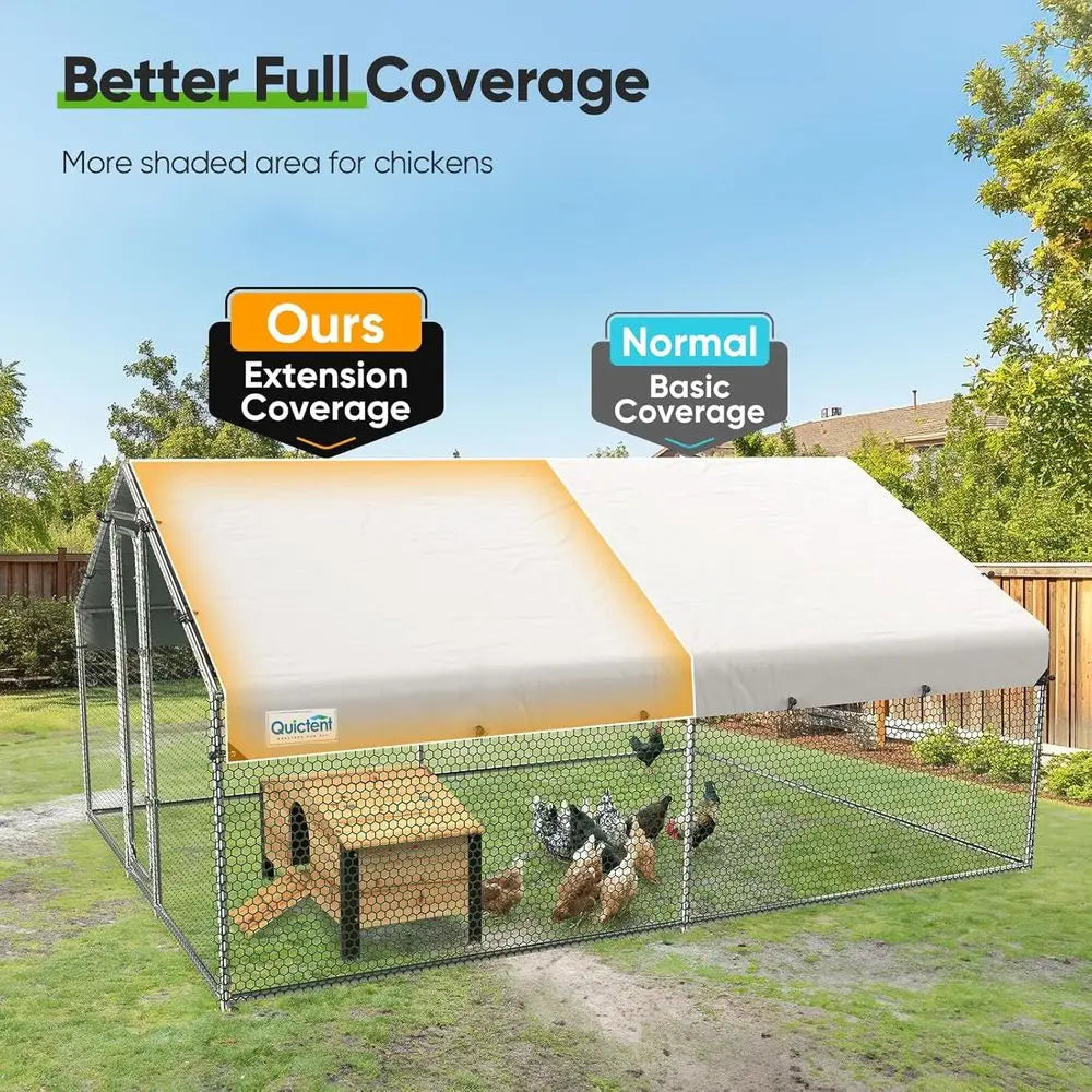 12x9x6.6ft Walk-In Chicken Coop with Nesting Box