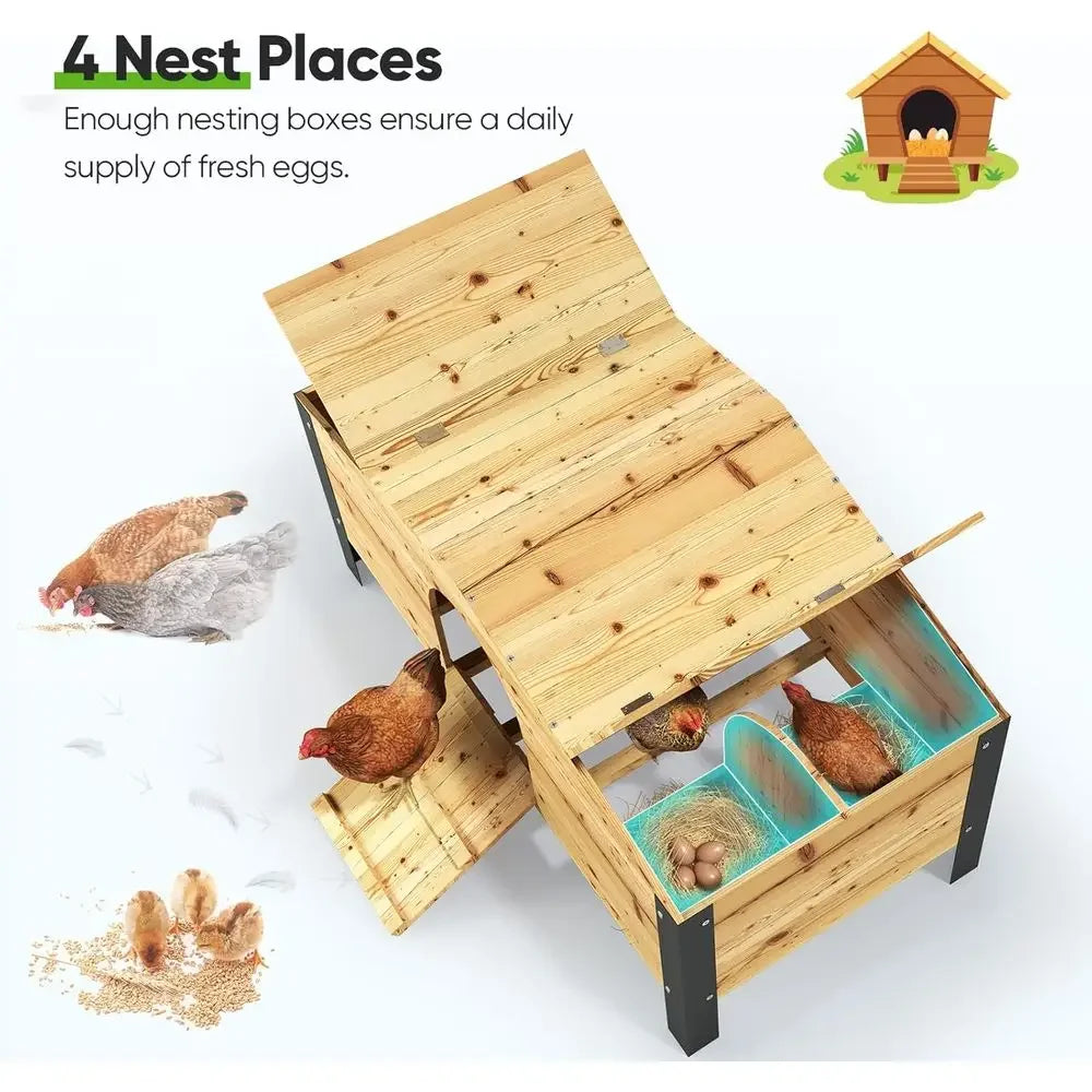 12x9x6.6ft Walk-In Chicken Coop with Nesting Box