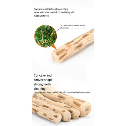 Coffee‑Shaped Wooden Dog Chew Toy – Durable Natural Wood for Tooth Pressure Relief