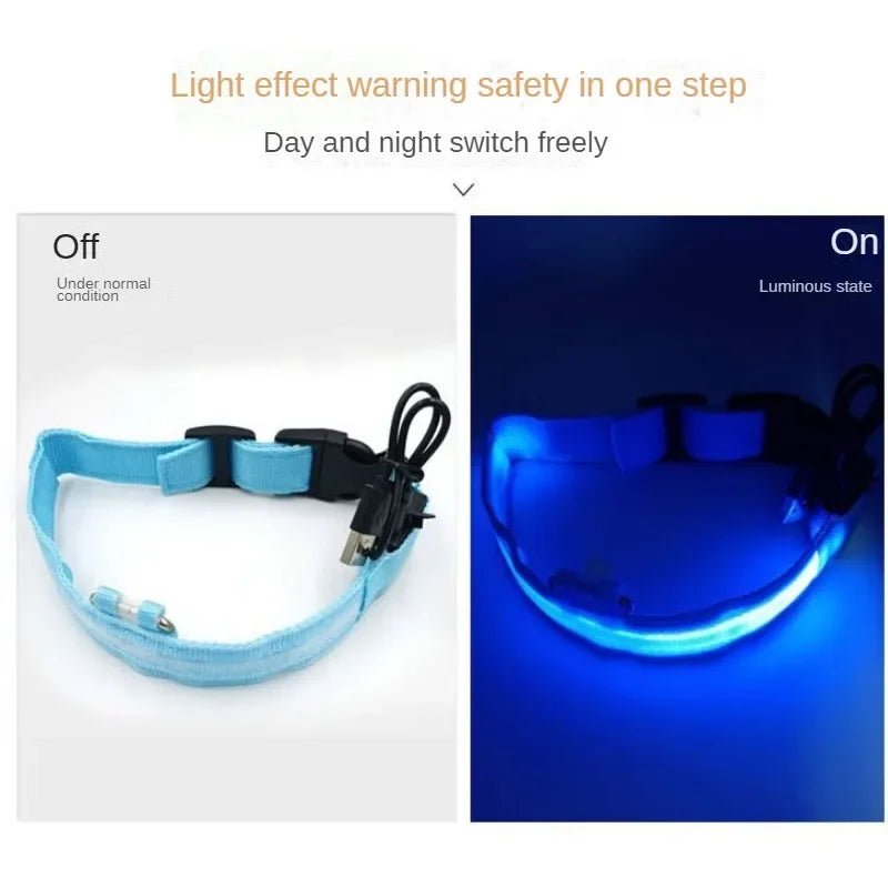 Battery Collar Nylon LED Night Safety Flashing Glow in The Dark
