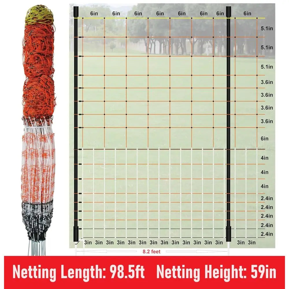 Portable Electric Poultry Netting fence 59”H x 98.5’L -