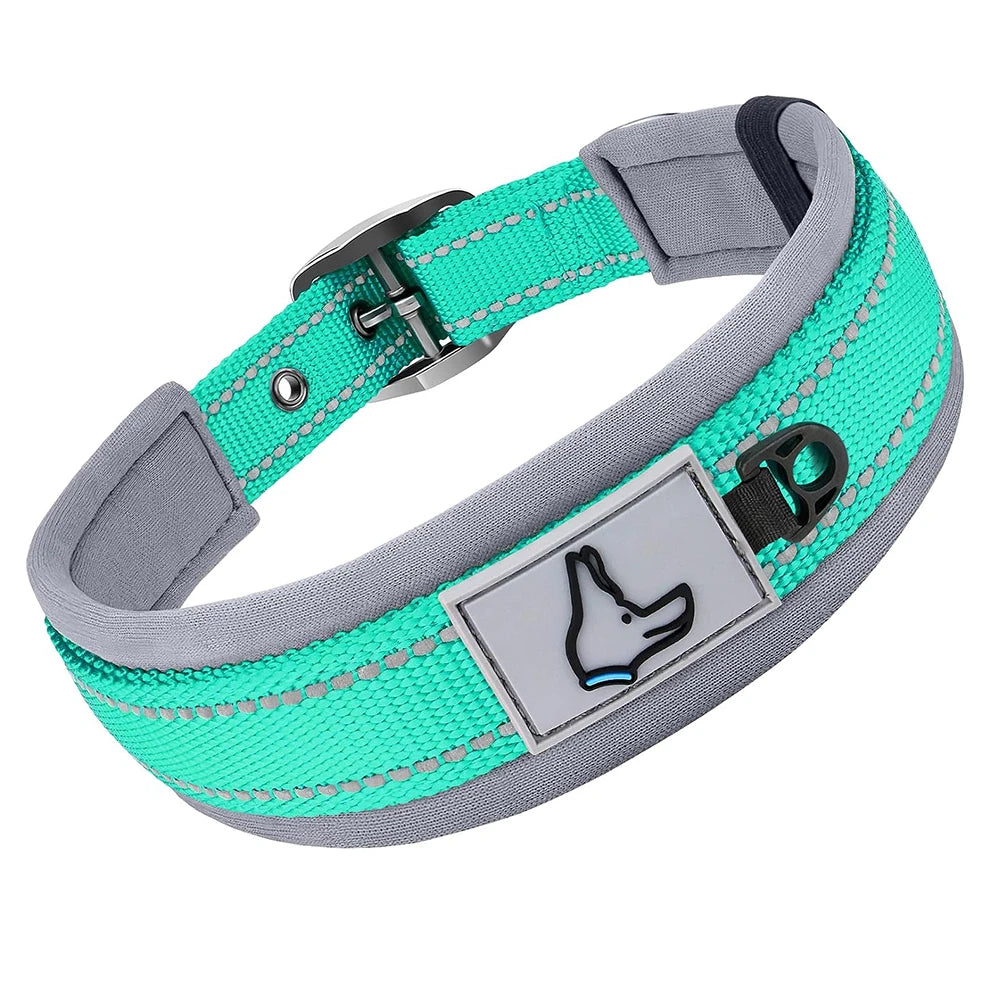 Padded Dog Collars Reflective Adjustable Heavy Duty Nylon Neoprene