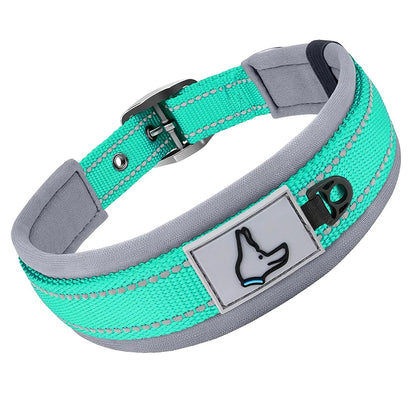Padded Dog Collars Reflective Adjustable Heavy Duty Nylon Neoprene