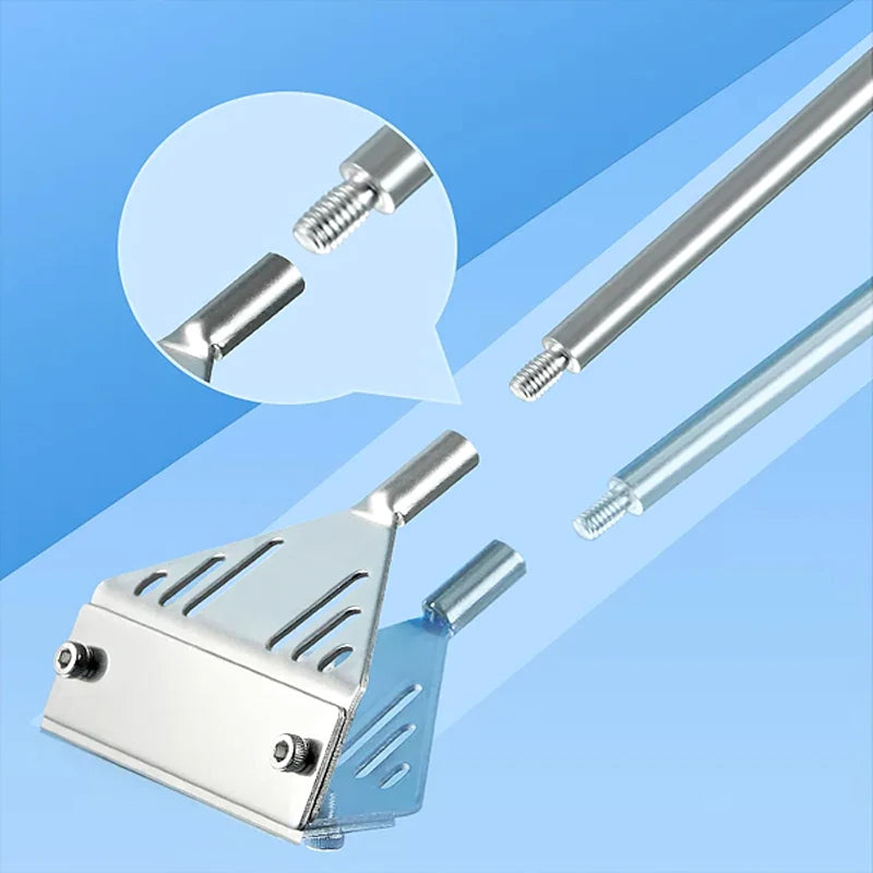 Metal tool with components on a blue gradient background
