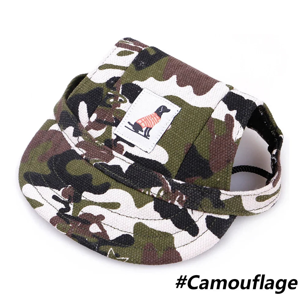 Camouflage-patterned dog harness with a brand logo on a white background
