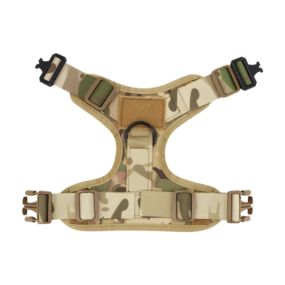 Camouflage dog harness on a white background