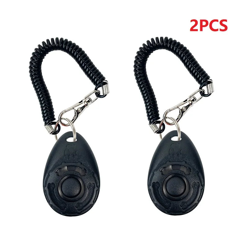 Two black self-defense keychain devices with coiled ropes on a white background, labeled '2PCS'.