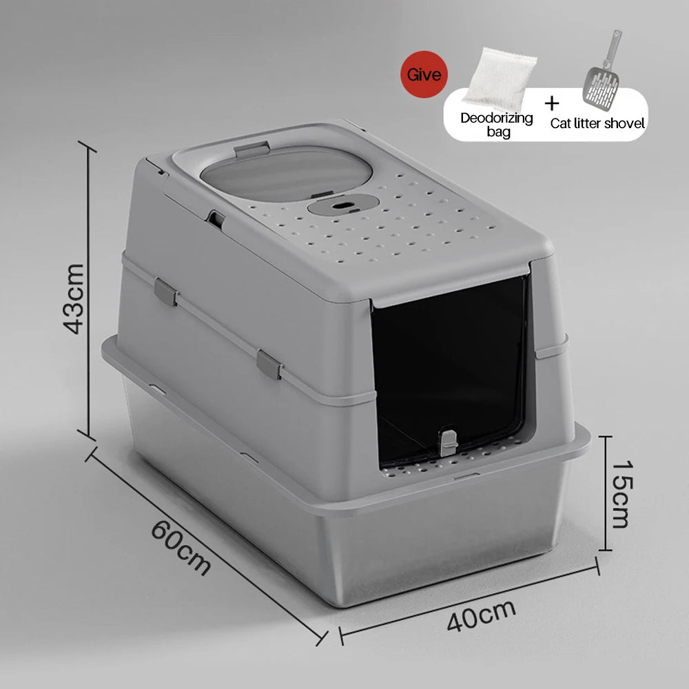 Stainless Steel Cat Litter Box with Flip Cover
