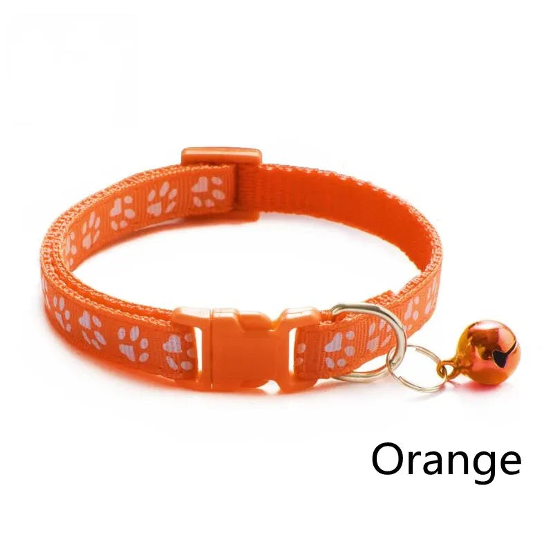 1/6/18pcs Collar With Bell Footprints Colorful Adjustable Bell Ring Necklace Pet
