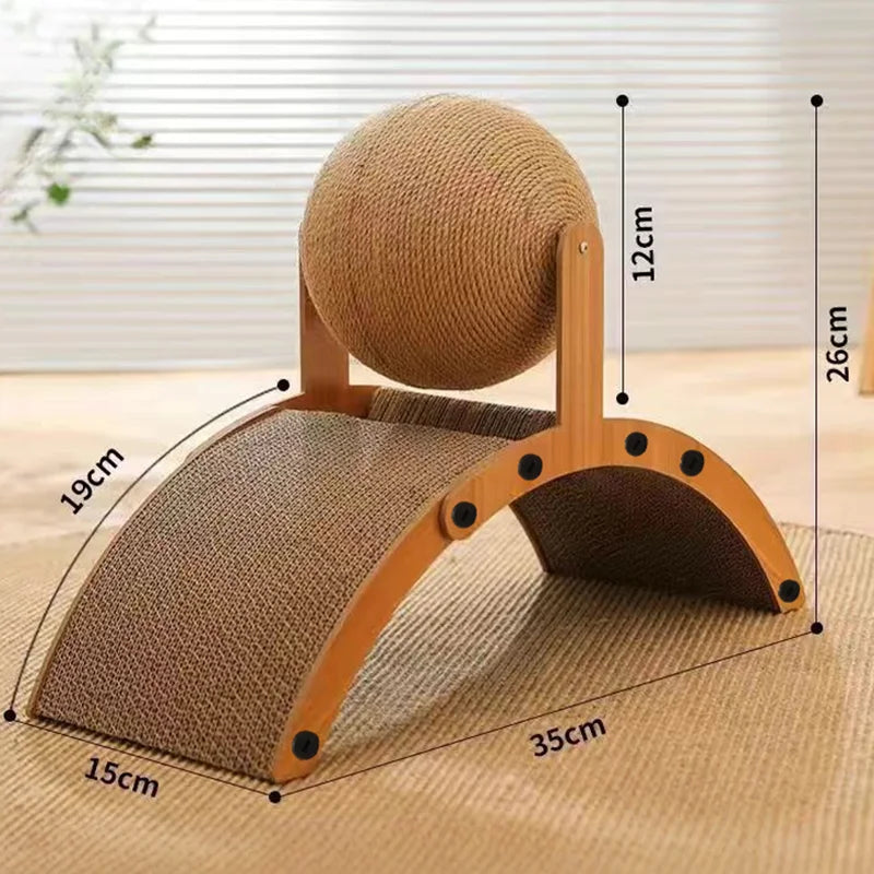 2 In 1, Cat Scratching Ball Wooden Cat Scratcher