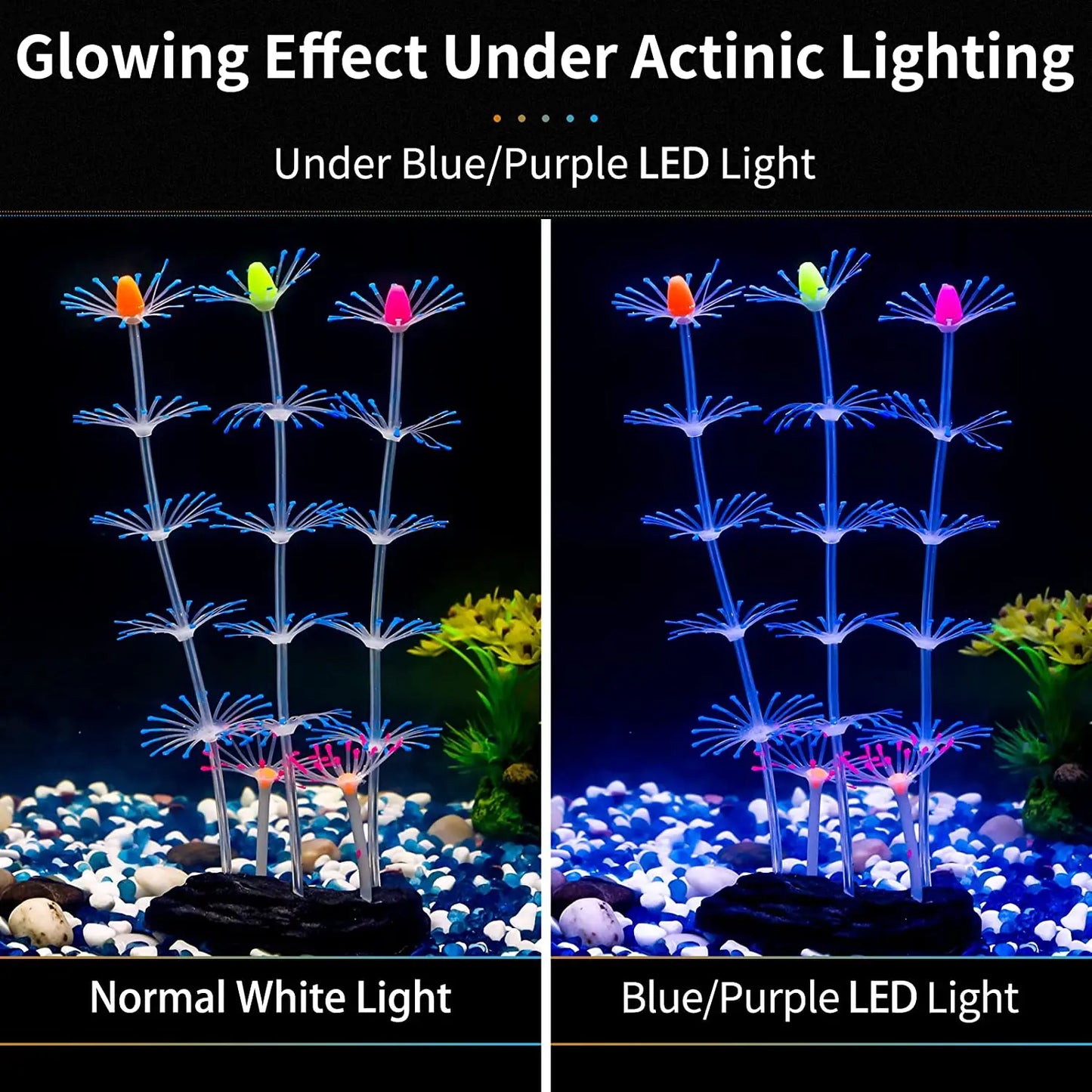 Glowing Silicone Coral Aquarium Decor with Suction Cups