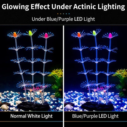 Glowing Silicone Coral Aquarium Decor with Suction Cups