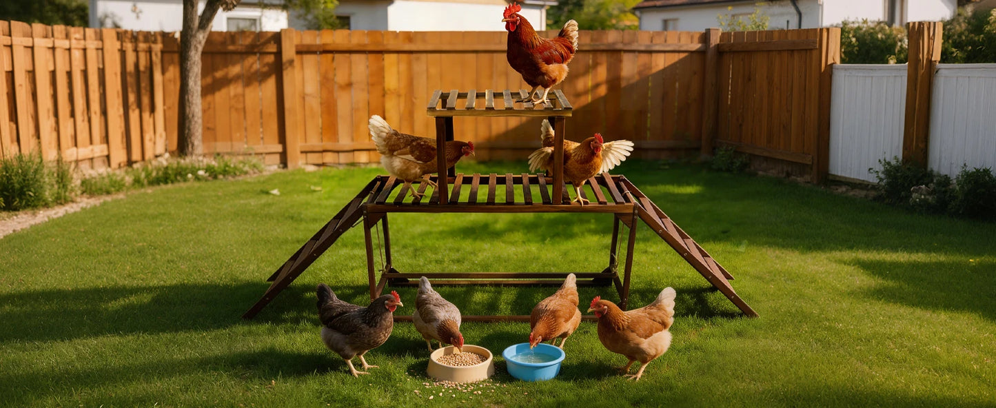 Wood Chicken Perch Coop with Swing Ladder Platform