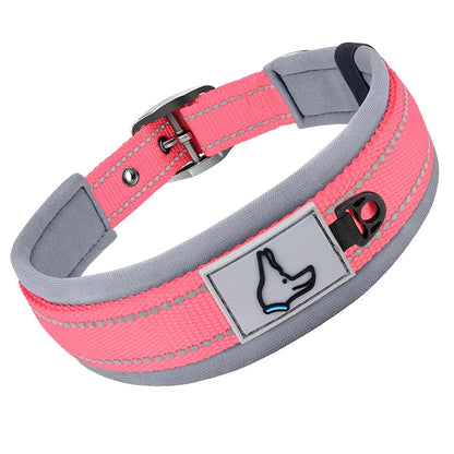 Padded Dog Collars Reflective Adjustable Heavy Duty Nylon Neoprene